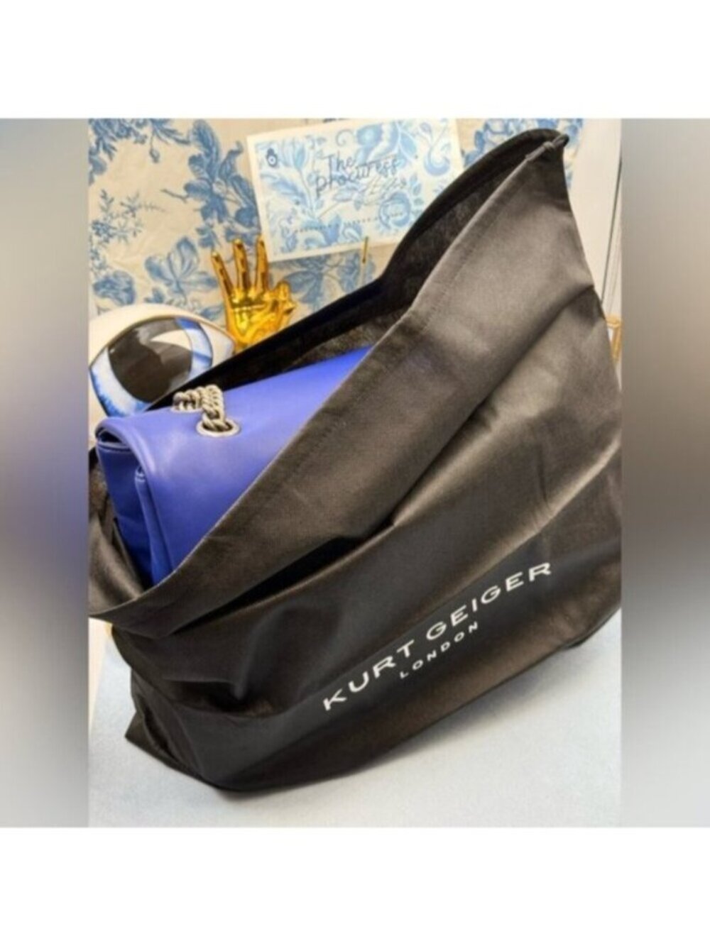 🆕 KURT GEIGER LONDON 🧿 NWT XXL Kew Leather Bag, Deep Blue - Picture 16 of 16